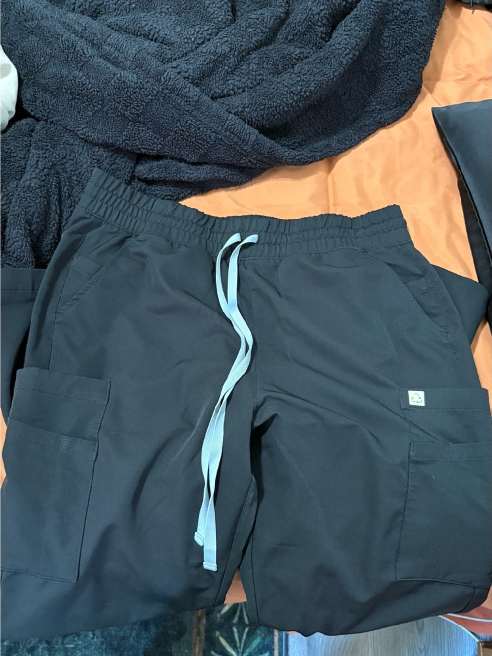 Black Cargo Scrub Pants